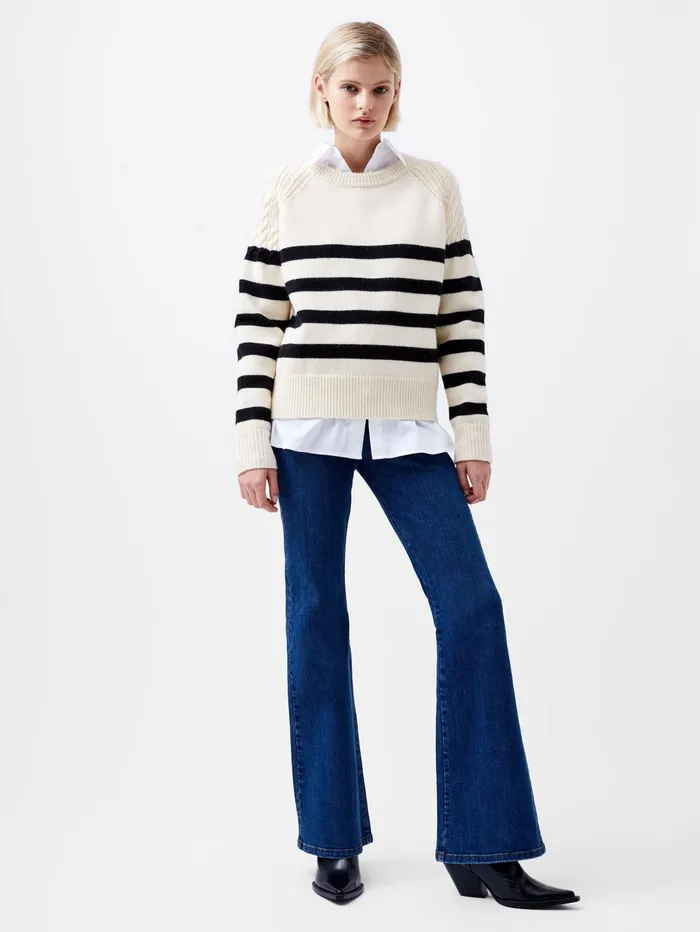 French Connection Quinley Stripe Jumper Classic CreamBlackout Woman Jumpers and Cardigans