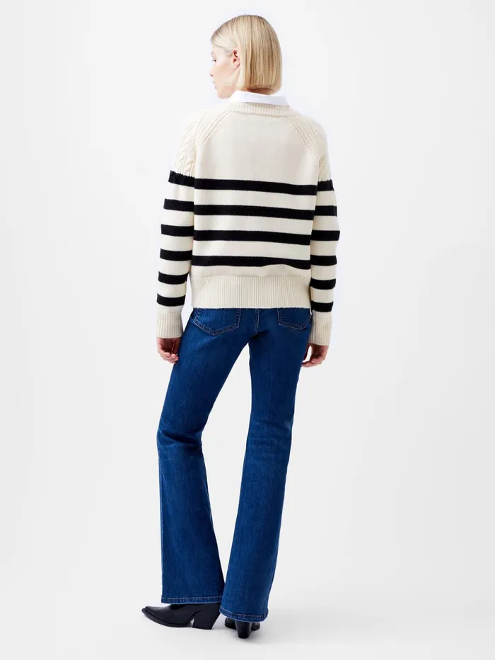 French Connection Quinley Stripe Jumper Classic CreamBlackout Woman Jumpers and Cardigans