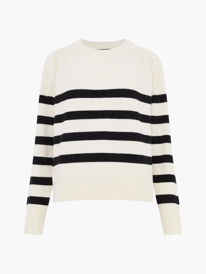 French Connection Quinley Stripe Jumper Classic CreamBlackout Woman Jumpers and Cardigans