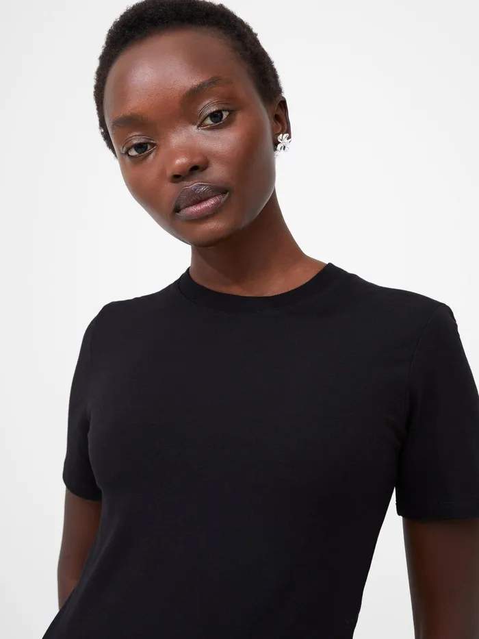 French Connection Rallie Cotton Crew Neck TShirt Black Woman Tops