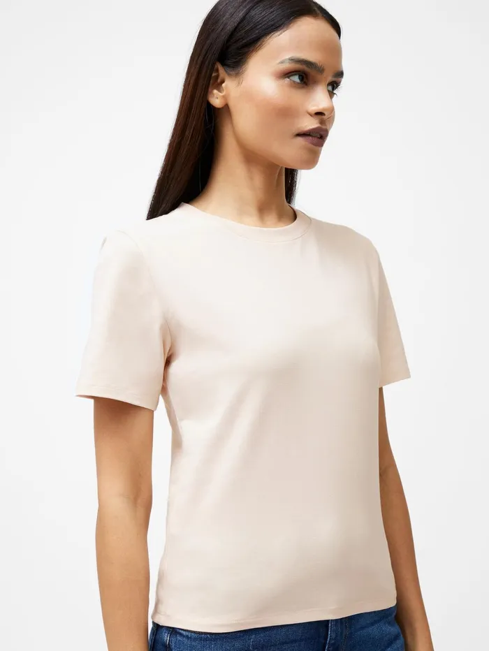French Connection Rallie Cotton Crew Neck TShirt Peach Blush Woman Tops