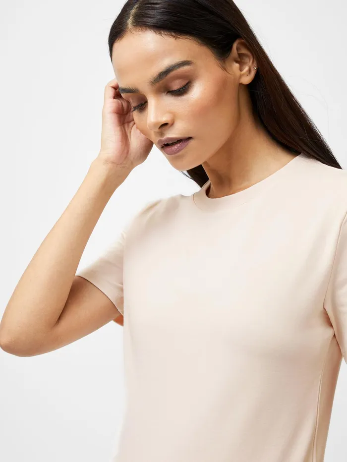 French Connection Rallie Cotton Crew Neck TShirt Peach Blush Woman Tops