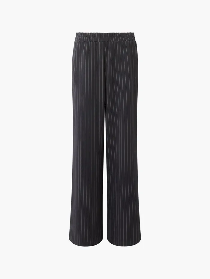 French Connection Regina Jersey Pinstripe Wide Leg Trousers BlackWhite Woman Trousers