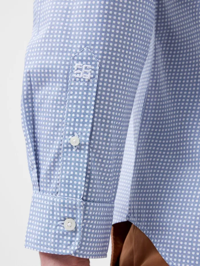 French Connection Regular Fit Classic Collar Geo Floral Shirt Light Blue Print Man Shirts