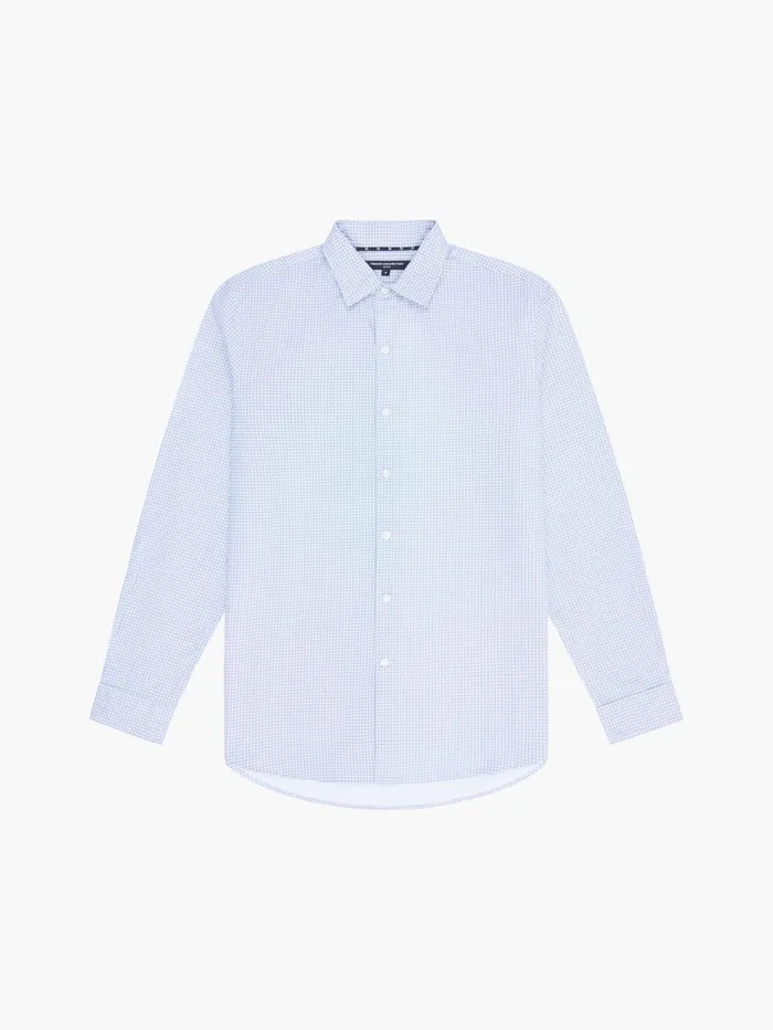 French Connection Regular Fit Classic Collar Geo Floral Shirt Light Blue Print Man Shirts