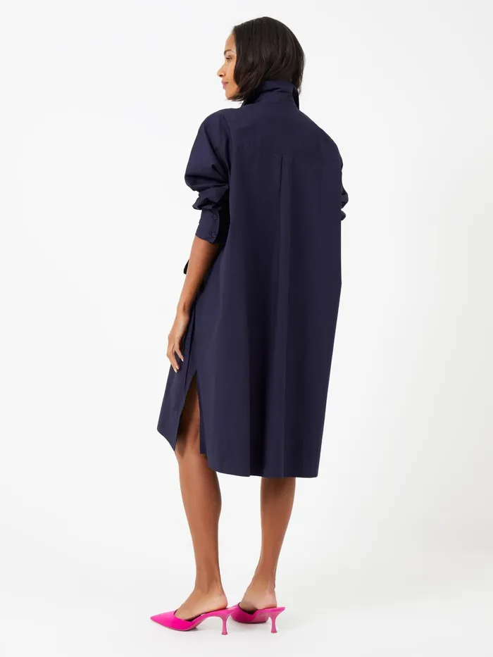 French Connection Rhodes Poplin Shirt Dress Marine Woman Dresses