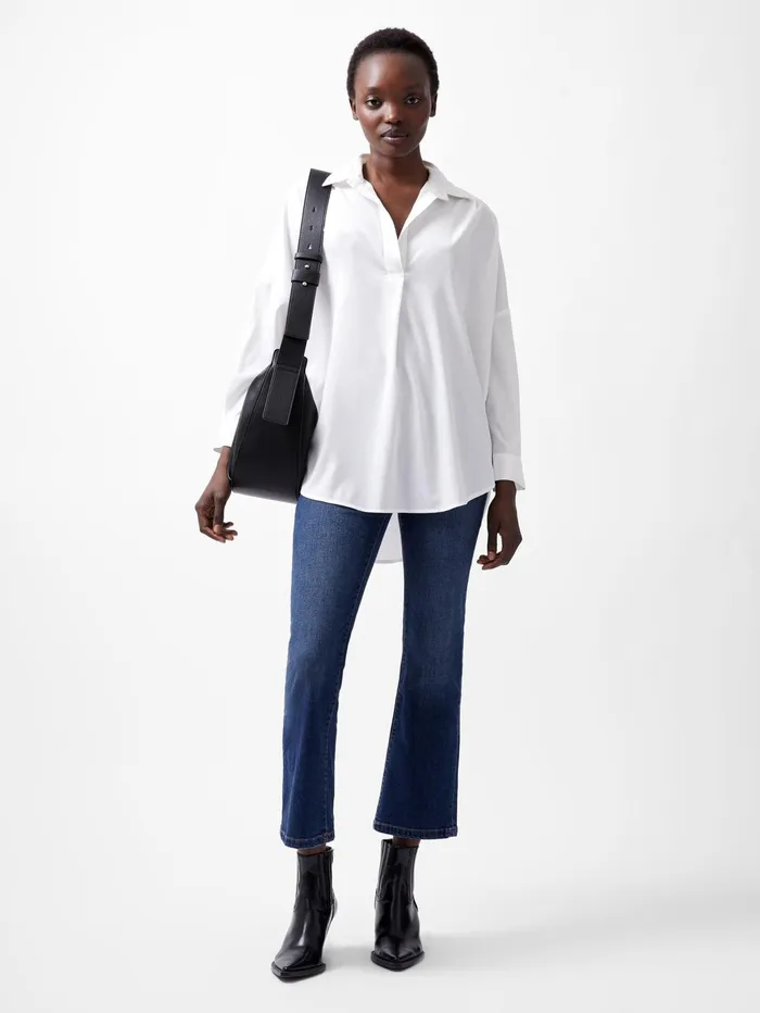 French Connection Rhodes Recycled Crepe Popover 8211 Winter White Woman Tops