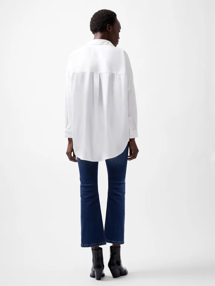 French Connection Rhodes Recycled Crepe Popover 8211 Winter White Woman Tops