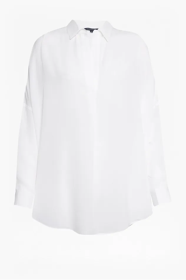 French Connection Rhodes Recycled Crepe Popover 8211 Winter White Woman Tops