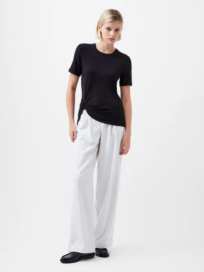 French Connection Rianna Ruched TShirt Black Woman Tops