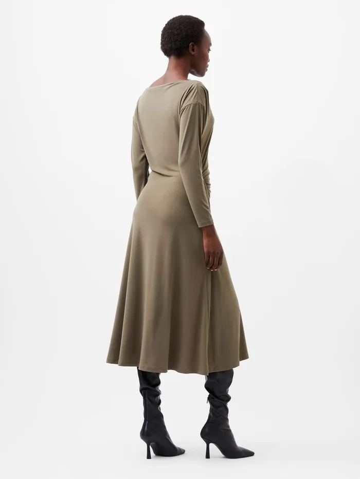 French Connection Samira Jersey Dress Tarmac Khaki Woman Dresses