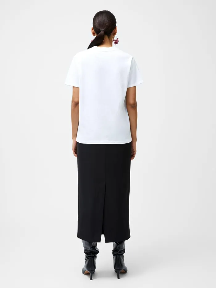 French Connection Sister Solidarity Embroidered Graphic TShirt Linen White Woman Tops