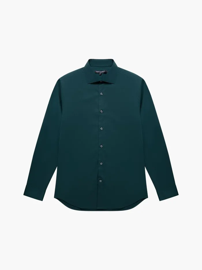 French Connection Slim Cutaway Collar Long Sleeve Shirt Dark Green Man Shirts