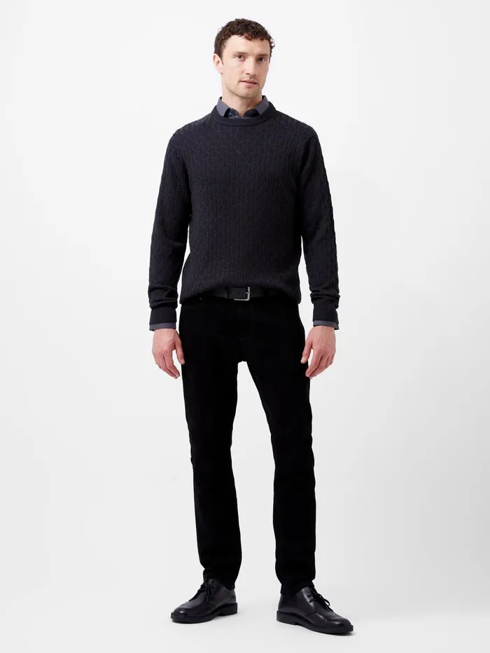 French Connection Two Tone Cable Knit Jumper IndigoBrown Man Knitwear