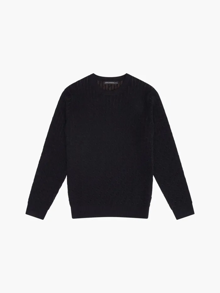 French Connection Two Tone Cable Knit Jumper IndigoBrown Man Knitwear