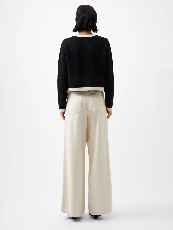 French Connection Vhari Recycled Contrast Cardigan 8211 BlackClassic Cream Woman Jumpers and Cardigans