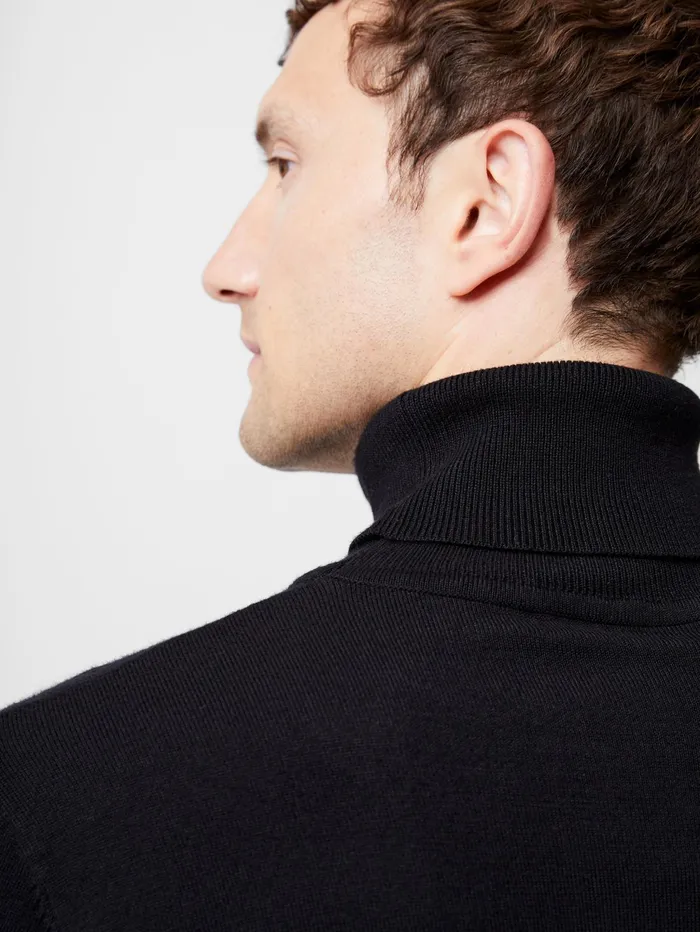 French Connection Viscose Blend Turtle Neck Jumper Black Man Knitwear