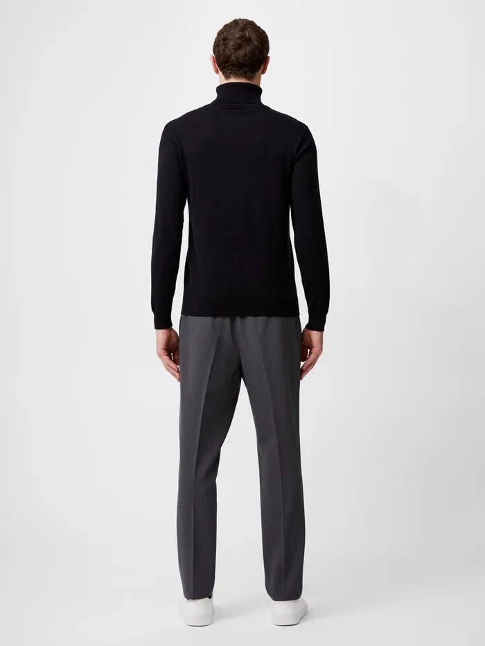 French Connection Viscose Blend Turtle Neck Jumper Black Man Knitwear