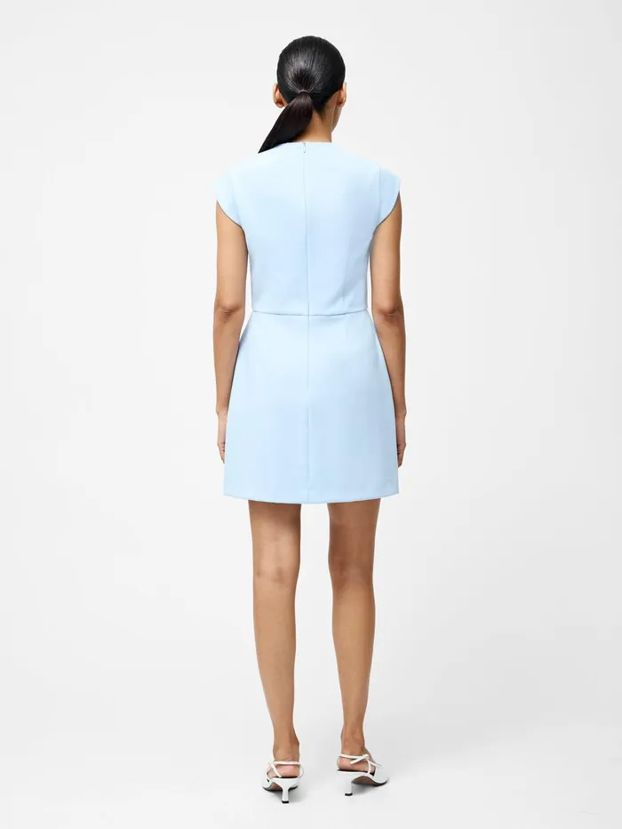 French Connection Whisper Crew Neck Mini Dress Cashmere Blue Woman Dresses