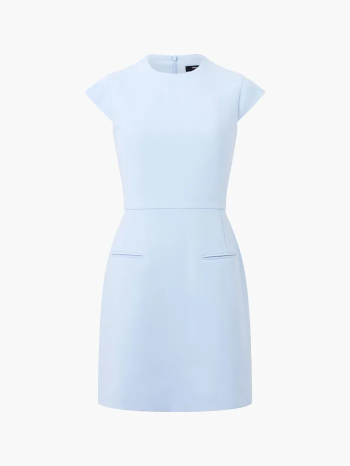 French Connection Whisper Crew Neck Mini Dress Cashmere Blue Woman Dresses