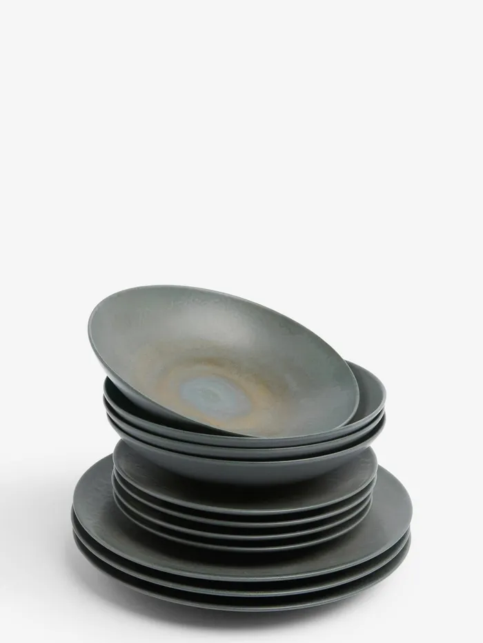 French Connection Zinc 12 Piece Dinner Set Black Home Home Accessories