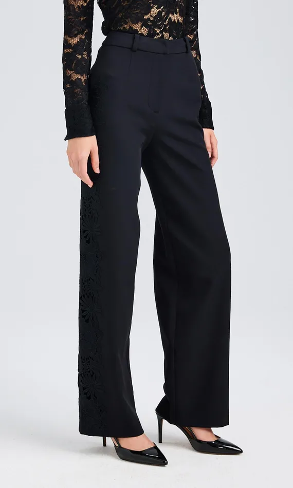 Generation Love Clothing Brenna Lace Combo Pants Black Women Pants