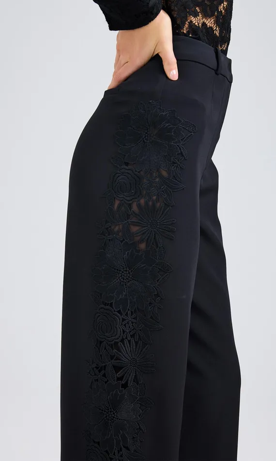 Generation Love Clothing Brenna Lace Combo Pants Black Women Pants