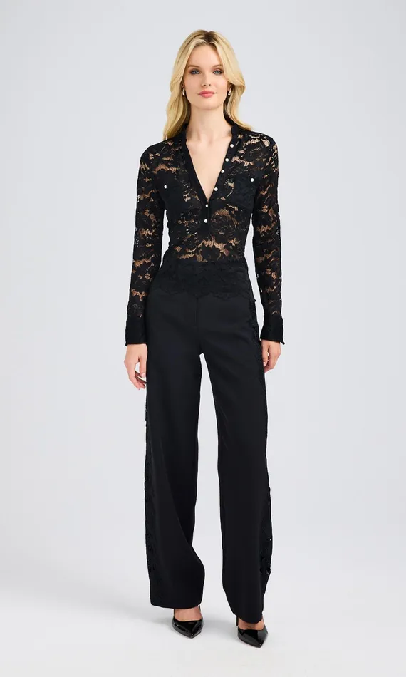 Generation Love Clothing Brenna Lace Combo Pants Black Women Pants
