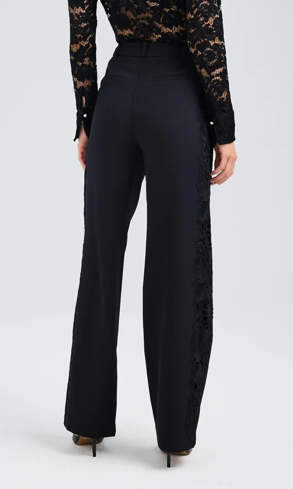 Generation Love Clothing Brenna Lace Combo Pants Black Women Pants