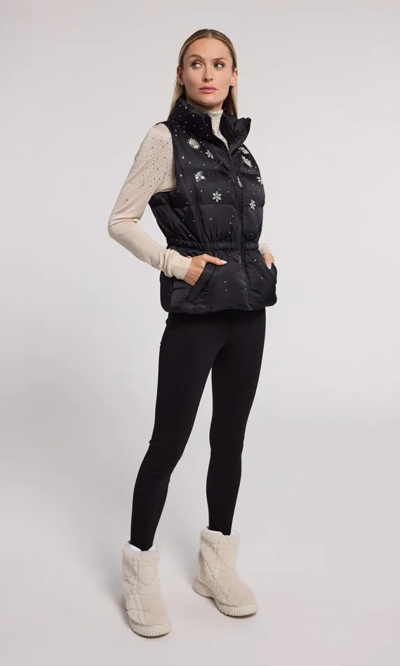 Generation Love Clothing Jenia Crystal Puffer Vest Blackclear Women Outerwear