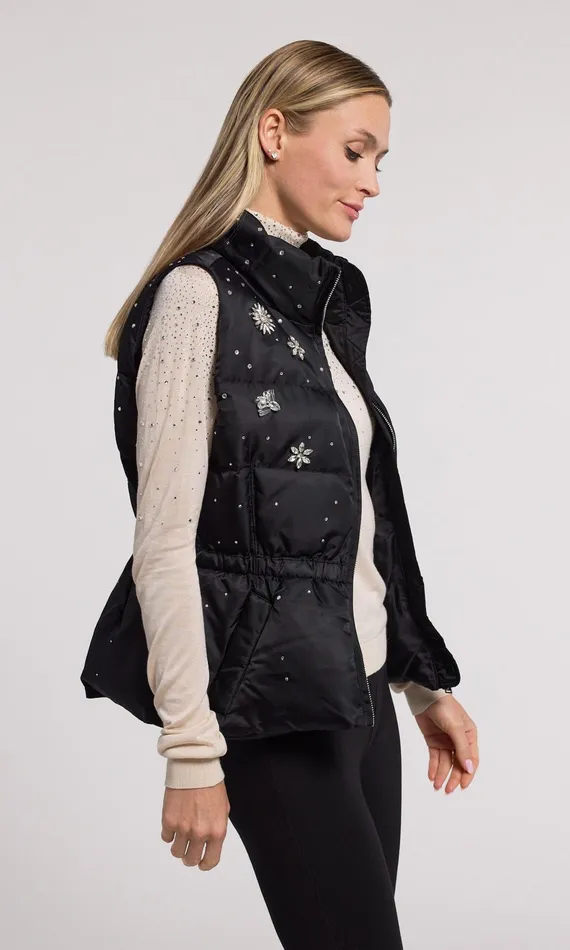 Generation Love Clothing Jenia Crystal Puffer Vest Blackclear Women Outerwear
