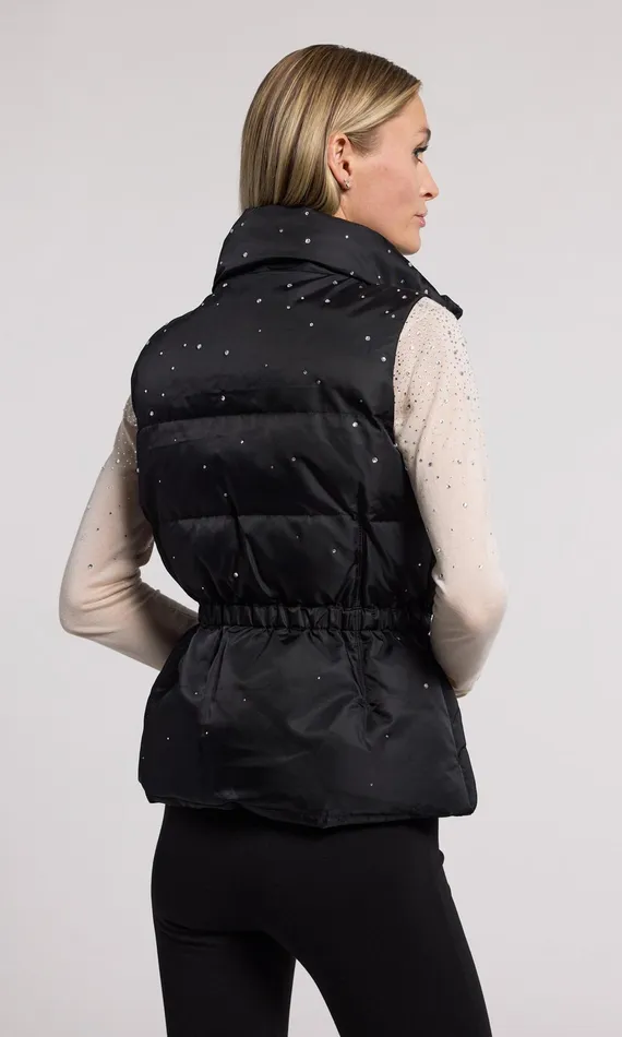 Generation Love Clothing Jenia Crystal Puffer Vest Blackclear Women Outerwear