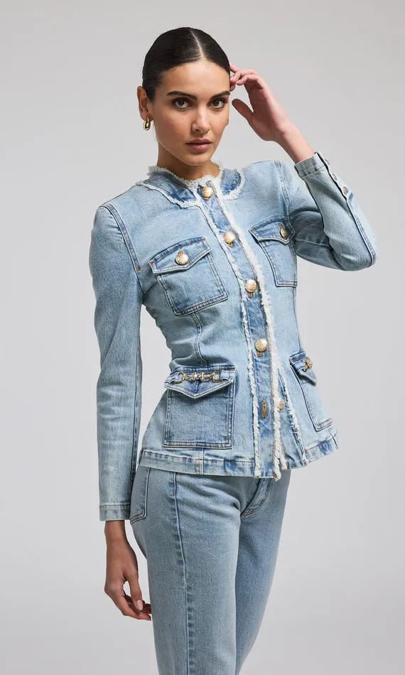 Generation Love Clothing Larsa Denim Jacket Light Blue Women Outerwear