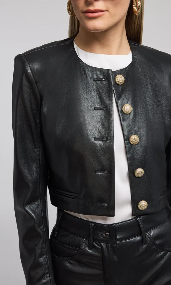 Generation Love Clothing Marko Vegan Leather Blazer Black Women Blazers and Jackets