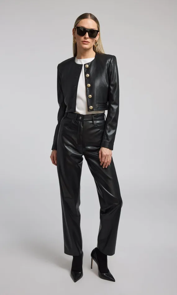 Generation Love Clothing Marko Vegan Leather Blazer Black Women Blazers and Jackets