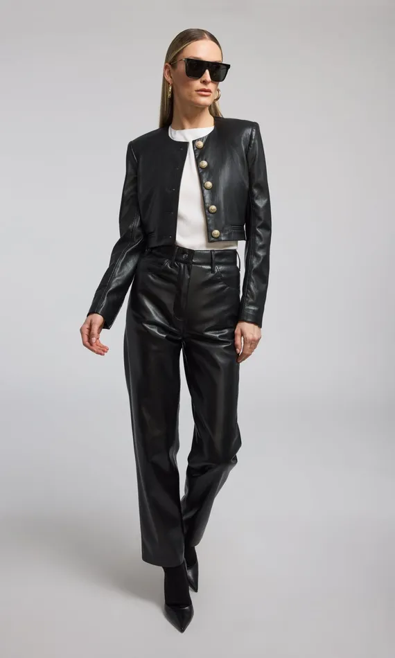 Generation Love Clothing Marko Vegan Leather Blazer Black Women Blazers and Jackets