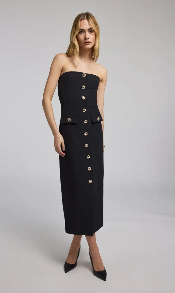 Generation Love Clothing Misha Crepe Midi Dress Black Women Dresses