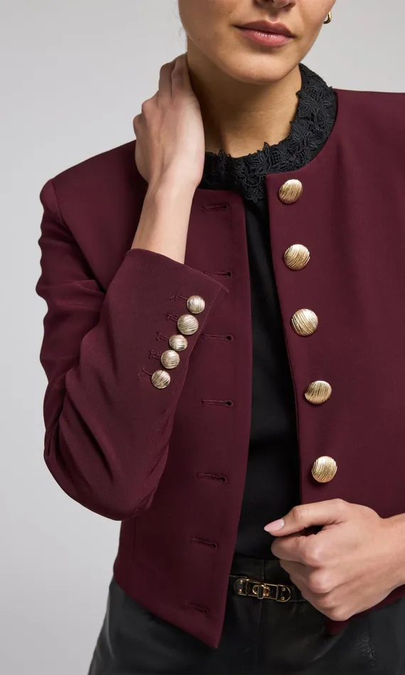 Generation Love Clothing Olempia Crepe Blazer Malbec Women Blazers and Jackets