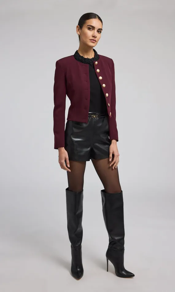Generation Love Clothing Olempia Crepe Blazer Malbec Women Blazers and Jackets