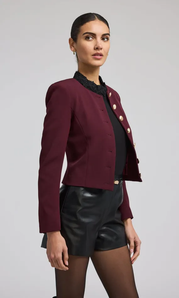 Generation Love Clothing Olempia Crepe Blazer Malbec Women Blazers and Jackets
