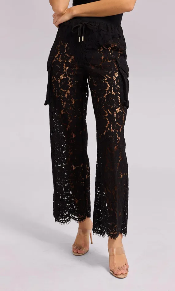 Generation Love Clothing Palmer Lace Cargo Pant Black Women Pants