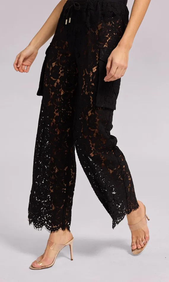 Generation Love Clothing Palmer Lace Cargo Pant Black Women Pants