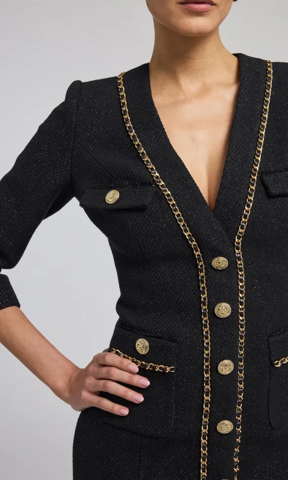 Generation Love Clothing Sandrine Tweed Dress Black Women Dresses