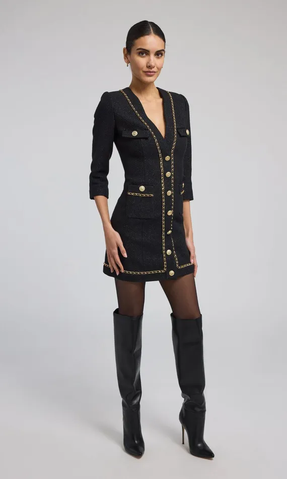 Generation Love Clothing Sandrine Tweed Dress Black Women Dresses