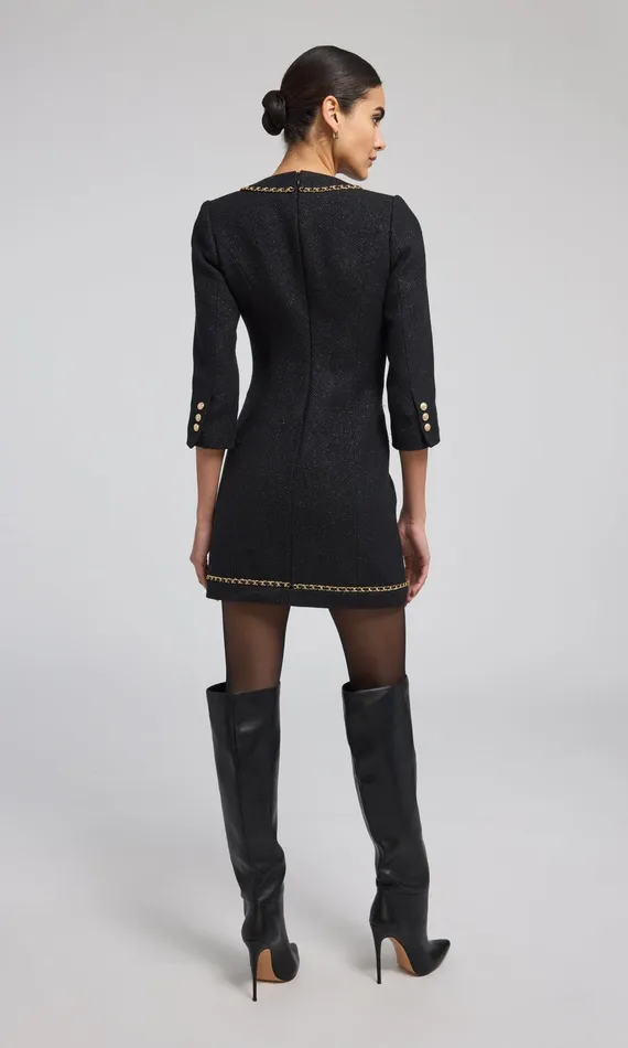 Generation Love Clothing Sandrine Tweed Dress Black Women Dresses