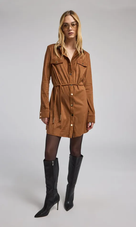 Generation Love Clothing Yindi Vegan Suede Dress Whiskey Women Dresses