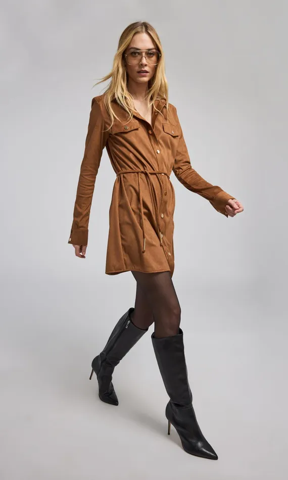 Generation Love Clothing Yindi Vegan Suede Dress Whiskey Women Dresses