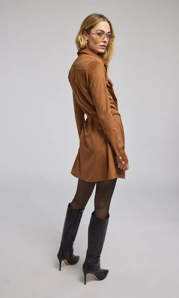 Generation Love Clothing Yindi Vegan Suede Dress Whiskey Women Dresses
