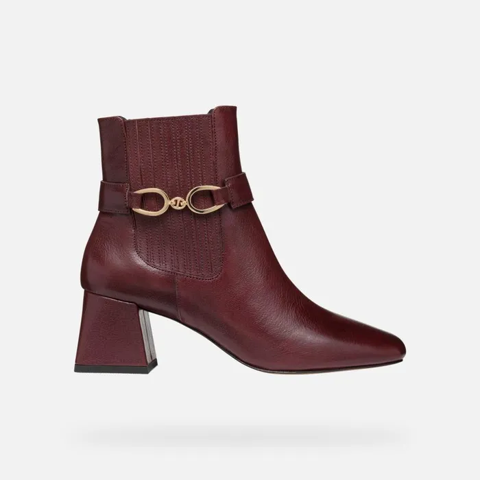 Geox Ankle Boots CORONILLA WOMAN Wine Medium Heel Ankle Boots Wine 8211 Woman