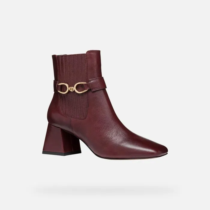 Geox Ankle Boots CORONILLA WOMAN Wine Medium Heel Ankle Boots Wine 8211 Woman